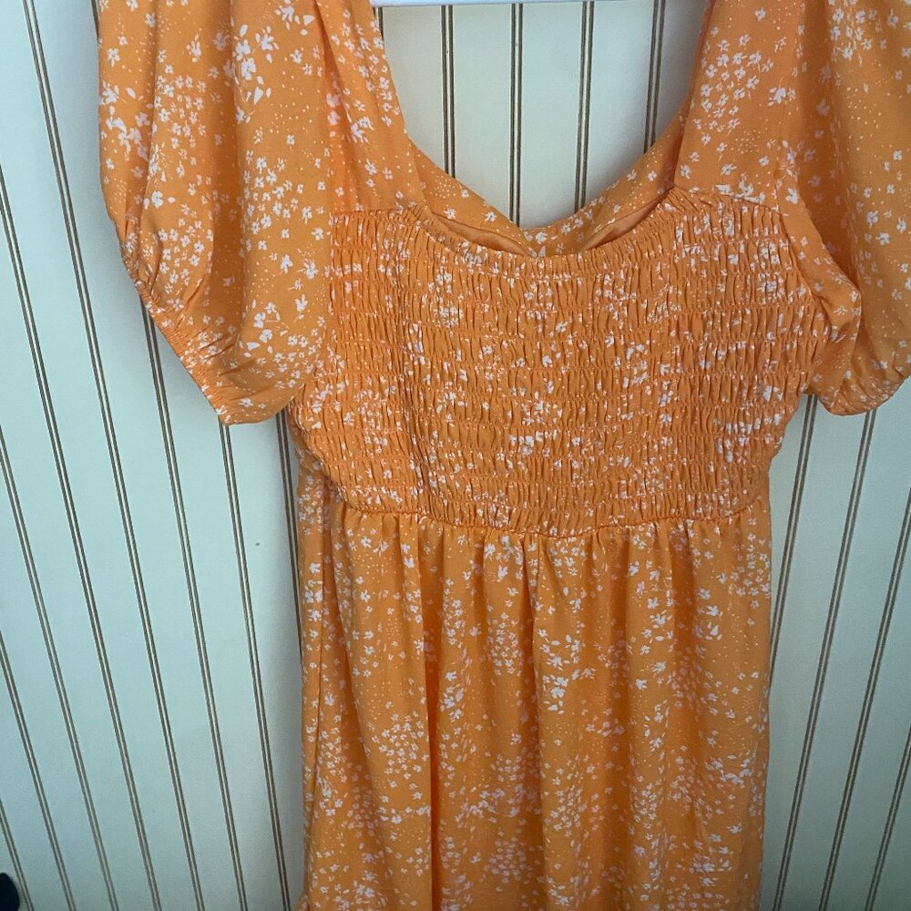 Orange Floral Mini Dress